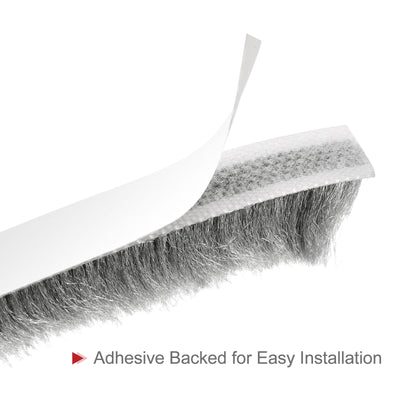 Harfington Uxcell Weather Stripping Brush, 20ft L x 0.35" W x 0.6" H Self-Adhesive Seal Weatherstrip Sweep Brush Gray for Door Window