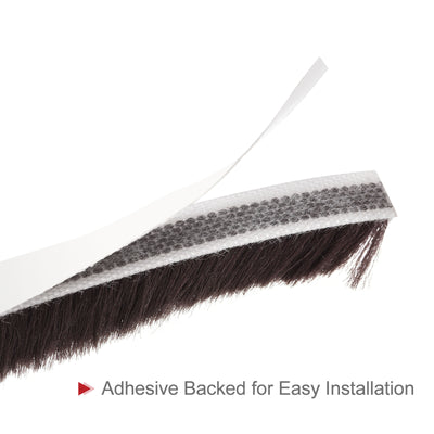 Harfington Uxcell Weather Stripping Brush, 40ft L x 0.35" W x 0.6" H Self-Adhesive Seal Weatherstrip Sweep Brush Brown for Door Window