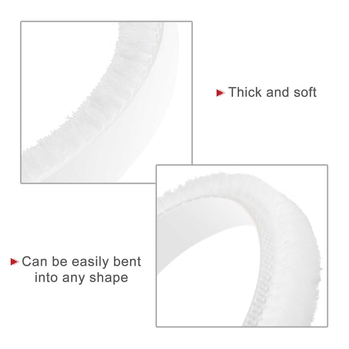 uxcell Uxcell Weather Stripping Brush, 20ft L x 0.35" W x 0.2" H Self-Adhesive Seal Weatherstrip Sweep Brush White for Door Window