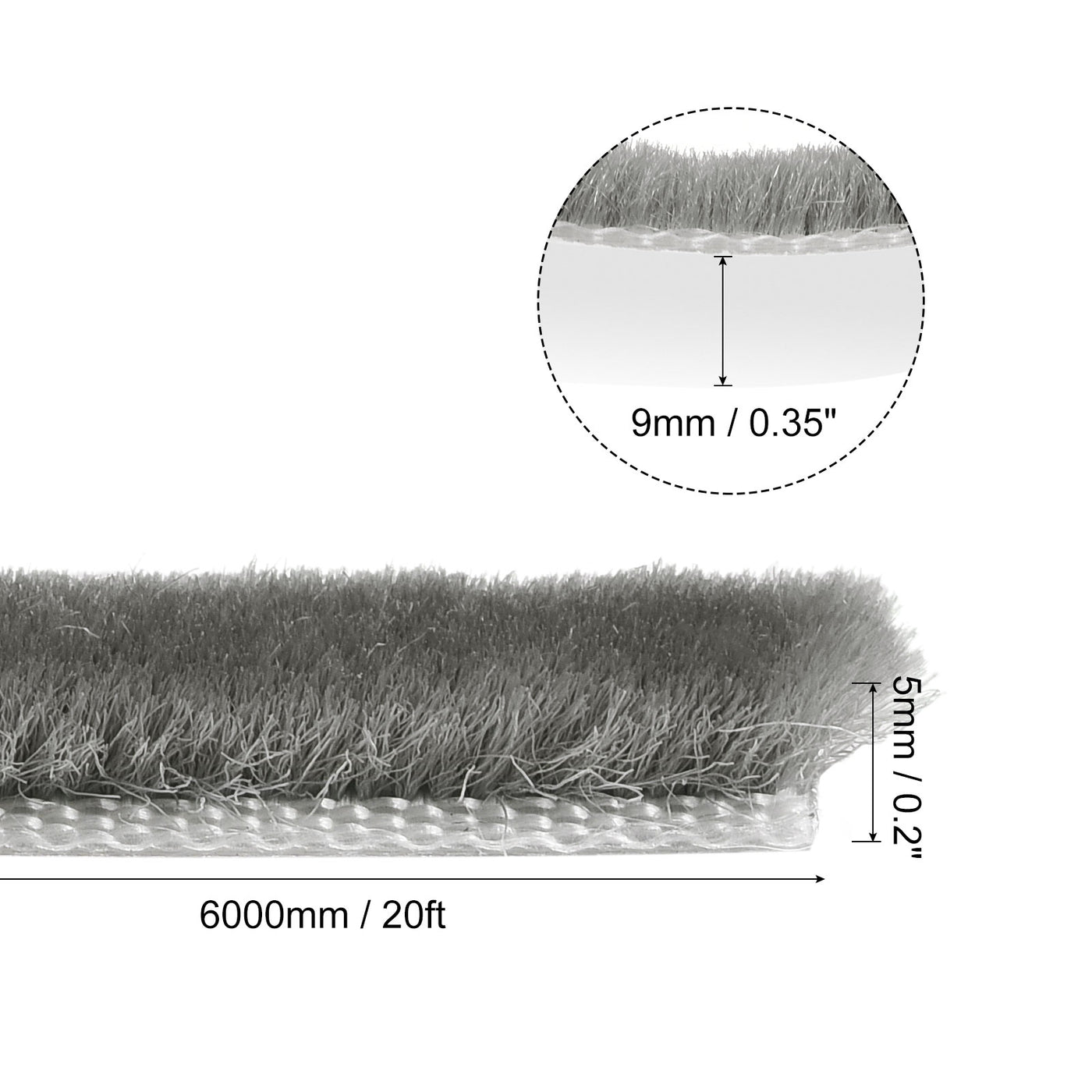 uxcell Uxcell Weather Stripping Brush, 20ft L x 0.35" W x 0.2" H Self-Adhesive Seal Weatherstrip Sweep Brush Gray for Door Window