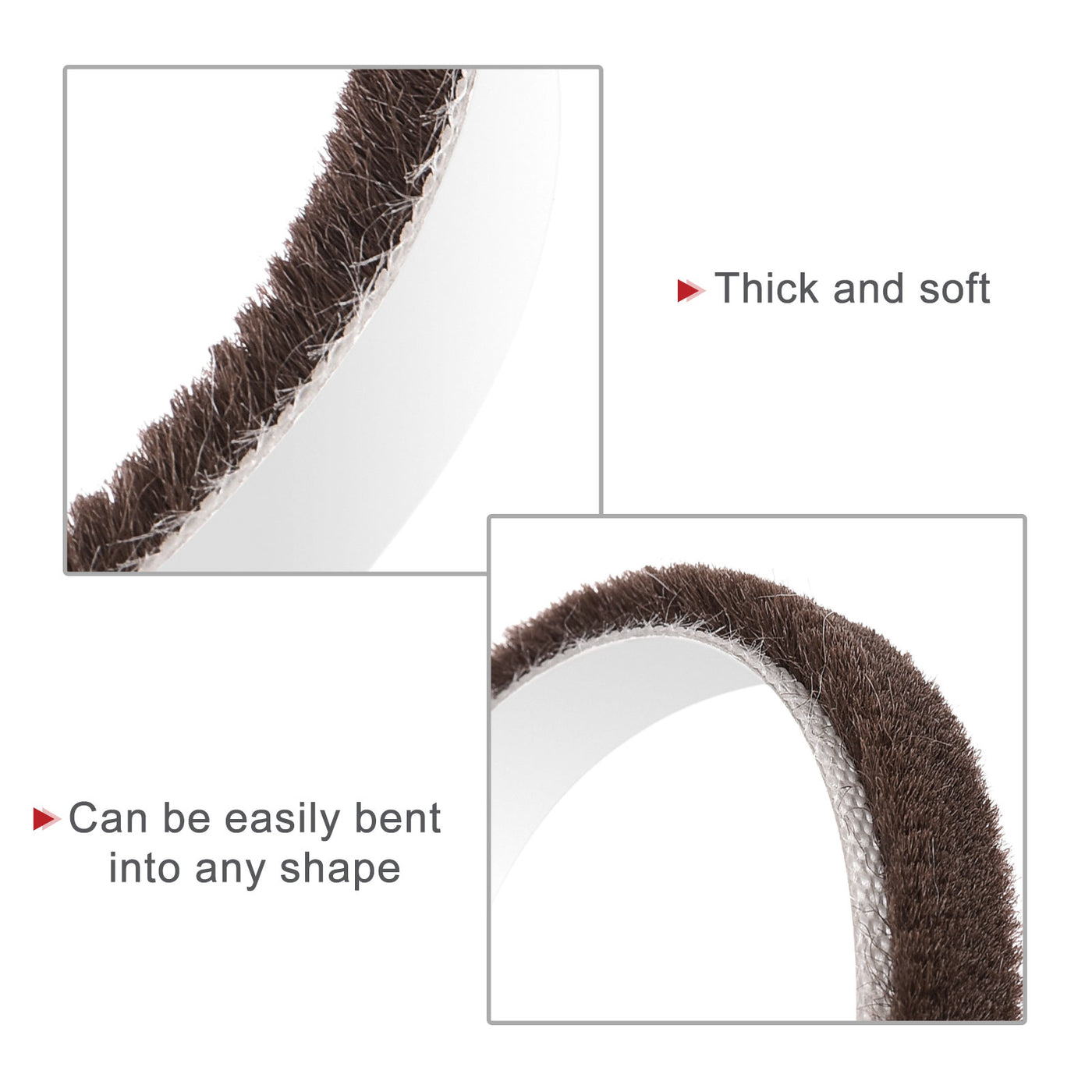 uxcell Uxcell Weather Stripping Brush, 20ft L x 0.35" W x 0.2" H Self-Adhesive Seal Weatherstrip Sweep Brush Brown for Door Window