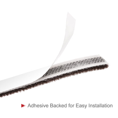 Harfington Uxcell Weather Stripping Brush, 40ft L x 0.35" W x 0.2" H Self-Adhesive Seal Weatherstrip Sweep Brush Brown for Door Window