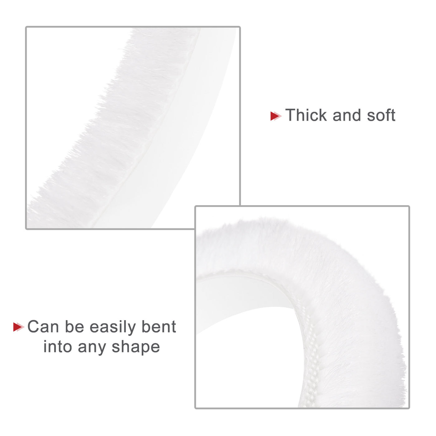 uxcell Uxcell Weather Stripping Brush, 20ft L x 0.35" W x 0.35" H Self-Adhesive Seal Weatherstrip Sweep Brush White for Door Window