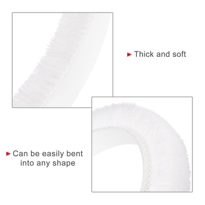 Harfington Uxcell Weather Stripping Brush, 20ft L x 0.35" W x 0.35" H Self-Adhesive Seal Weatherstrip Sweep Brush White for Door Window