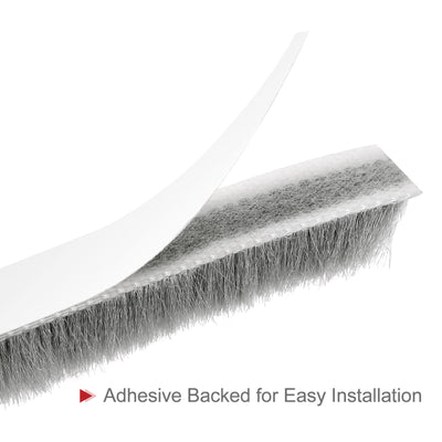 Harfington Uxcell Weather Stripping Brush, 20ft L x 0.35" W x 0.35" H Self-Adhesive Seal Weatherstrip Sweep Brush Gray for Door Window