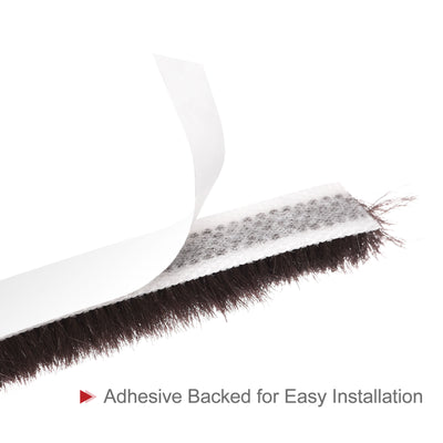 Harfington Uxcell Weather Stripping Brush, 40ft L x 0.35" W x 0.35" H Self-Adhesive Seal Weatherstrip Sweep Brush Brown for Door Window