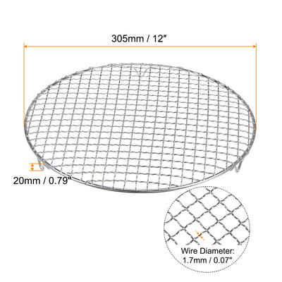 Harfington Round Cooking Rack 12" 201 Stainless Steel Barbecue Grill with 20mm Legs