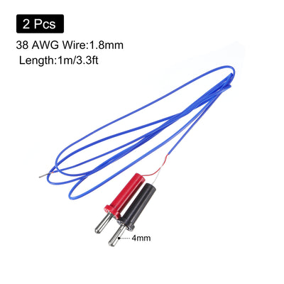 Harfington 2pcs Banana Plug Male to Male Multimeter Cable 3.3ft Banana Tip Plugs 4mm for Multimeter Thermometer