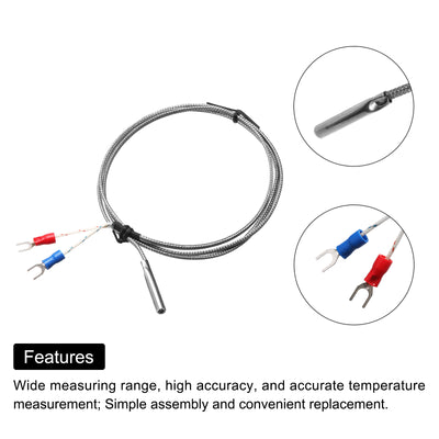 Harfington 2pcs K Type Thermocouple Temperature Sensor Probe 5x30mm 3.3ft Wire