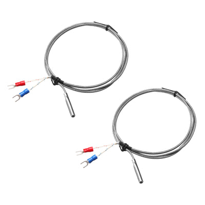 Harfington 2pcs K Type Thermocouple Temperature Sensor Probe 5x30mm 3.3ft Wire