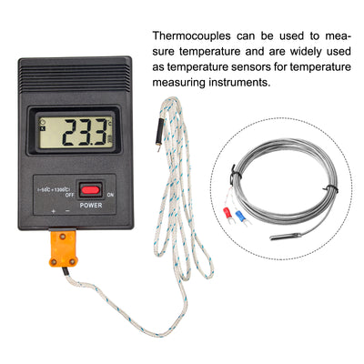 Harfington K Type Thermocouple Temperature Sensor Probe 5x30mm 10ft Wire 0 to 600°C(32 to 1112°F) Stainless Steel