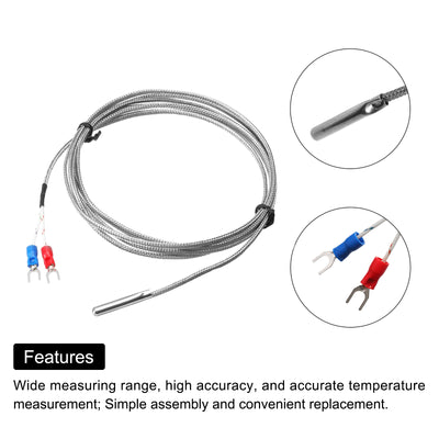 Harfington E Type Thermocouple Temperature Sensor Probe 4x30mm 6.6ft Wire 0 to 600°C(32 to 1112°F) Stainless Steel