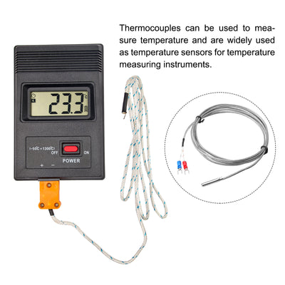 Harfington E Type Thermocouple Temperature Sensor Probe 4x30mm 6.6ft Wire 0 to 600°C(32 to 1112°F) Stainless Steel