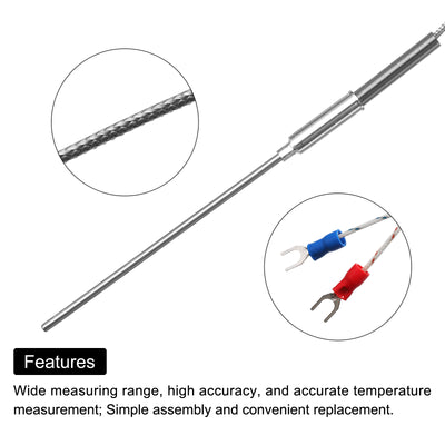 Harfington K Type Thermocouple Temperature Sensor Probe 1/8"x4" 6.6ft Wire 0 to 1000°C(32 to 1832°F) Stainless Steel