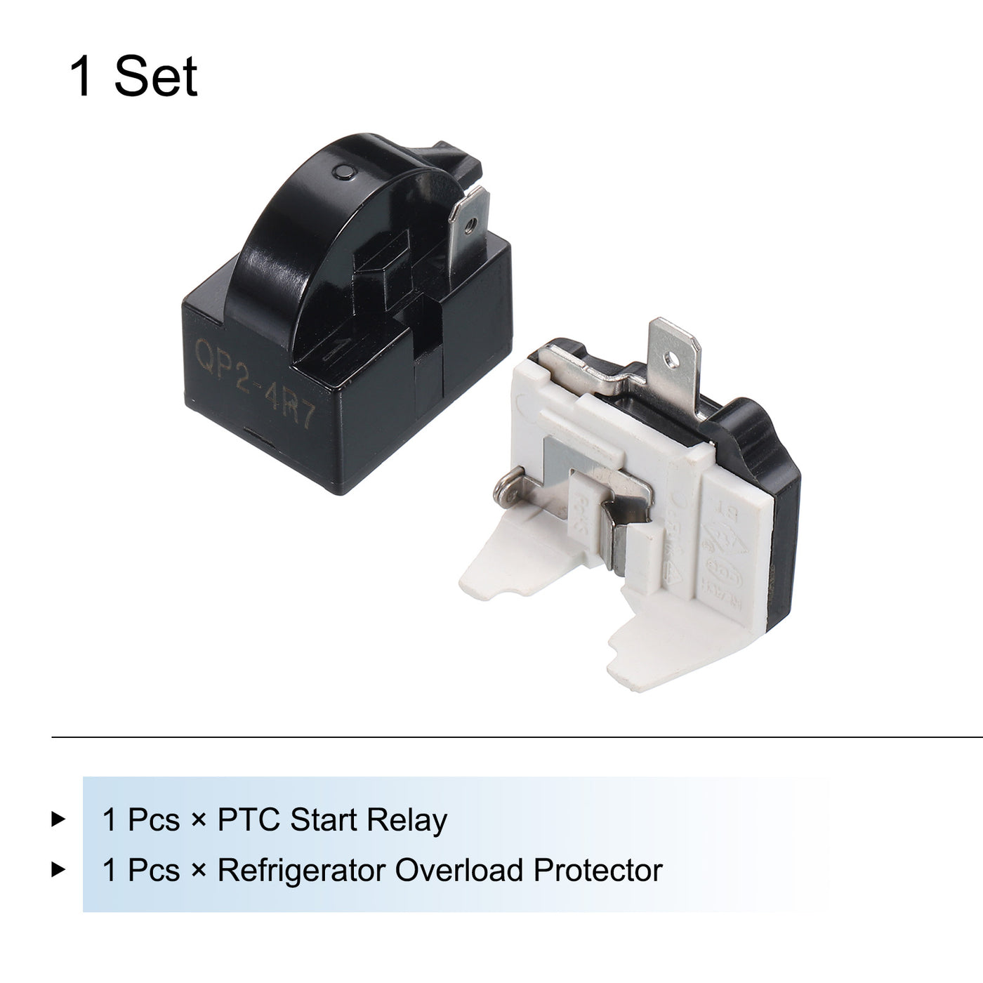 Harfington Refrigerators PTC Starter Relay 1 Pin 4.7 Ohm Overload Protector 1/2HP for Fridges Beverage Freezers