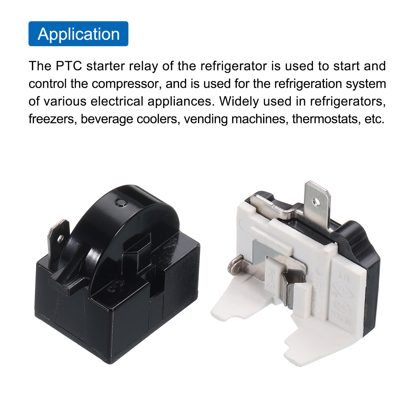 Harfington Refrigerators PTC Starter Relay 1 Pin 4.7 Ohm Overload Protector 1/2HP for Fridges Beverage Freezers