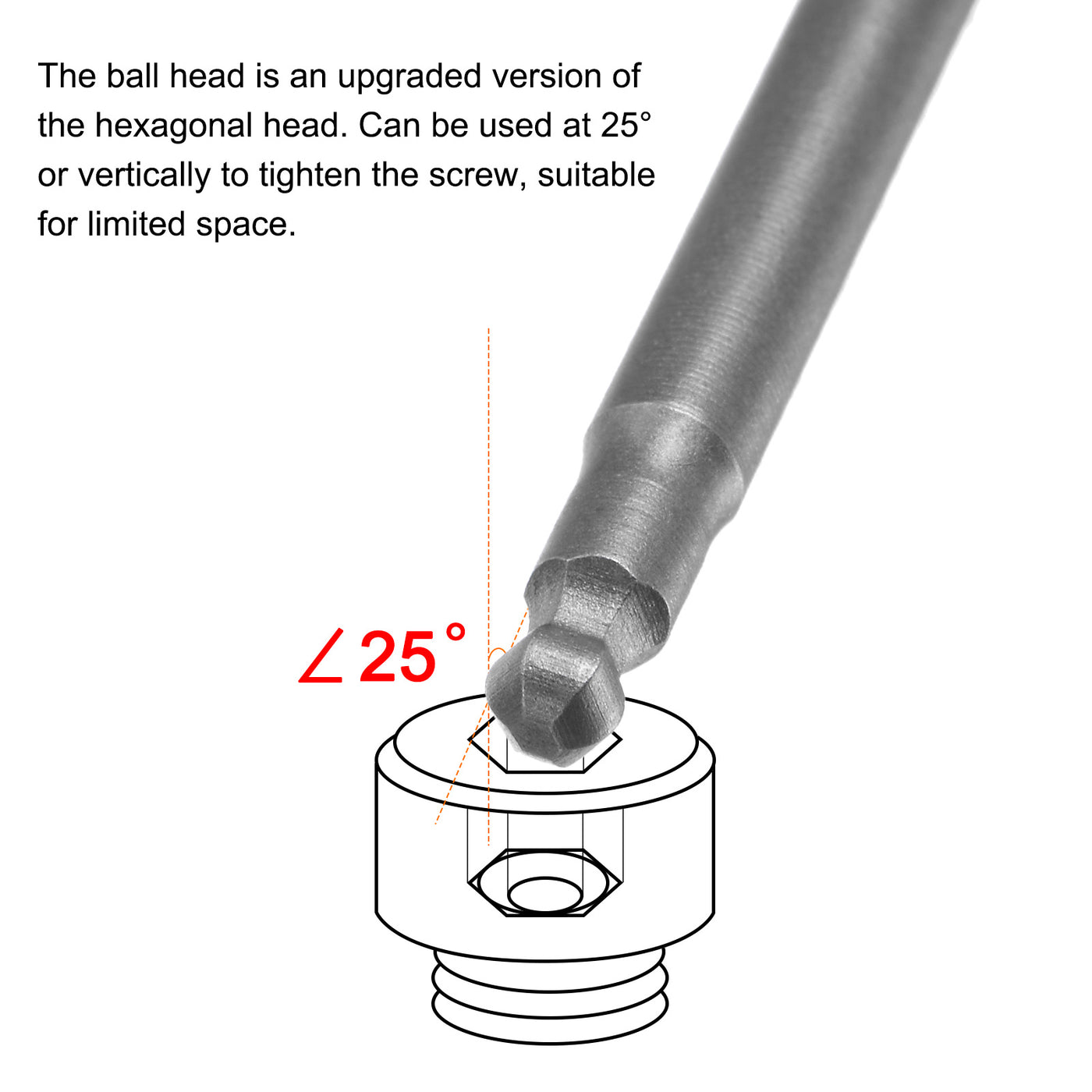 Harfington 5Stk Kugel Ende Sechskantkopf Schraubenschlüssel Schraubendreher Bit H3 1/4" Sechskant Schaft 2" Lang Metrik Magnetik S2 Stahl für Leistung Schraubendreher Bohrer Schlagschrauber