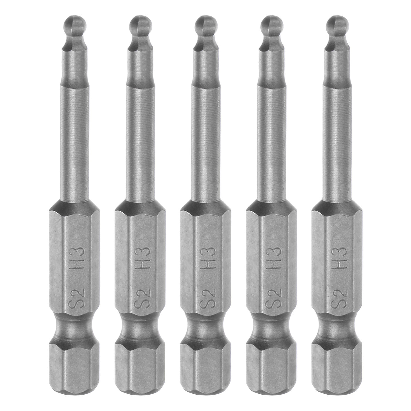 Harfington 5Stk Kugel Ende Sechskantkopf Schraubenschlüssel Schraubendreher Bit H3 1/4" Sechskant Schaft 2" Lang Metrik Magnetik S2 Stahl für Leistung Schraubendreher Bohrer Schlagschrauber