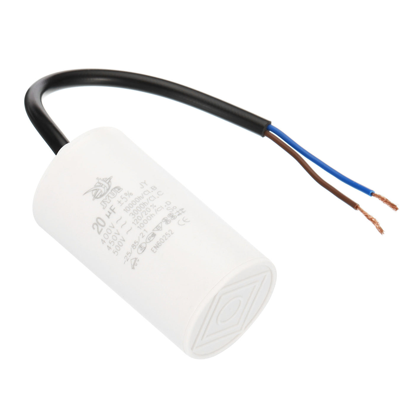 Harfington CBB60 20uf Running Capacitor,AC 450V 2 Wires 50/60Hz Cylinder 73x40mm