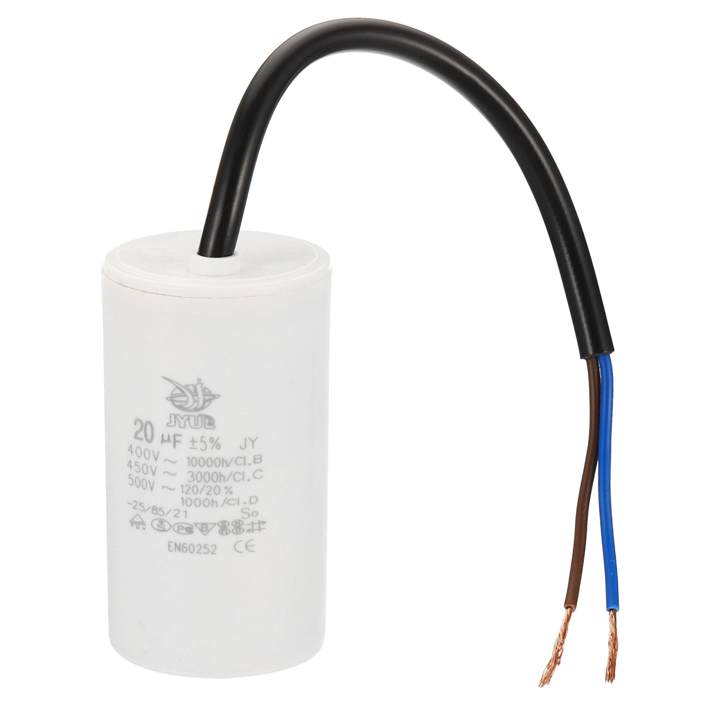 Harfington CBB60 20uf Running Capacitor,AC 450V 2 Wires 50/60Hz Cylinder 73x40mm