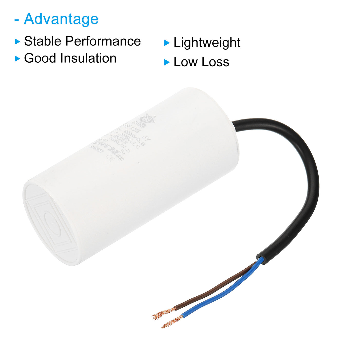 Harfington CBB60 60uf Running Capacitor,AC 450V 2 Wires 50/60Hz Cylinder 105x49mm