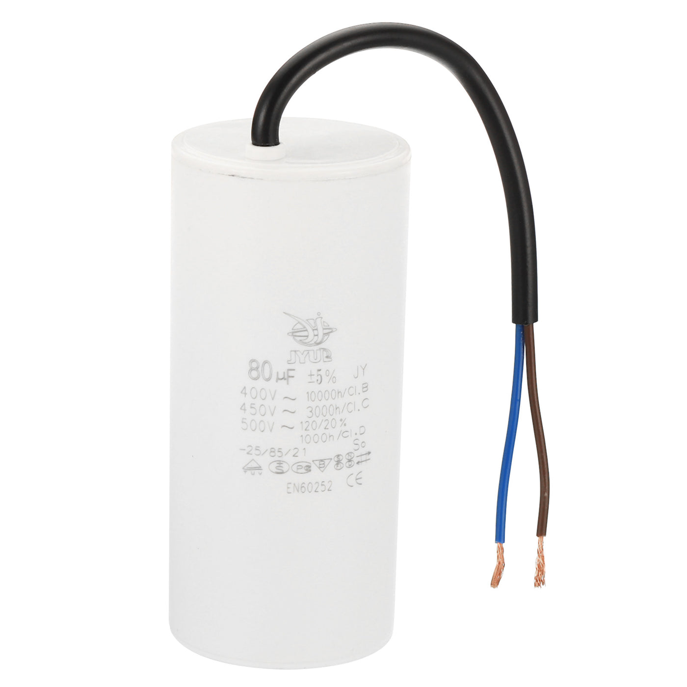 Harfington CBB60 80uf Running Capacitor,AC 450V 2 Wires 50/60Hz Cylinder 120x54mm