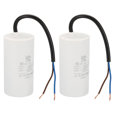 Harfington CBB60 50uf Running Capacitor,2Pcs AC 450V 2 Wires 50/60Hz Cylinder 95x48mm for Water Pumps, Washing Machines Motor Start