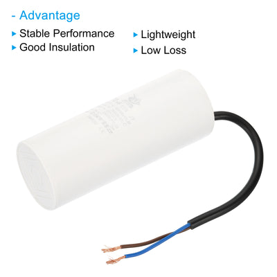 Harfington CBB60 70uf Running Capacitor,2Pcs AC 450V 2 Wires 50/60Hz Cylinder 125x48mm