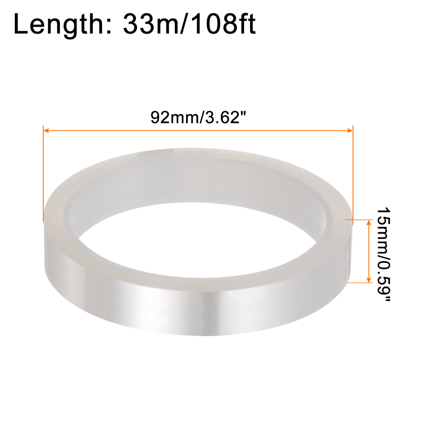 Harfington 2 Rolls Heat Tape High Temperature Heat Resistant Tape 15mmx33m(108ft) Sublimation Thermal Heat Transfer Tape for Sublimation Press No Residue, Clear