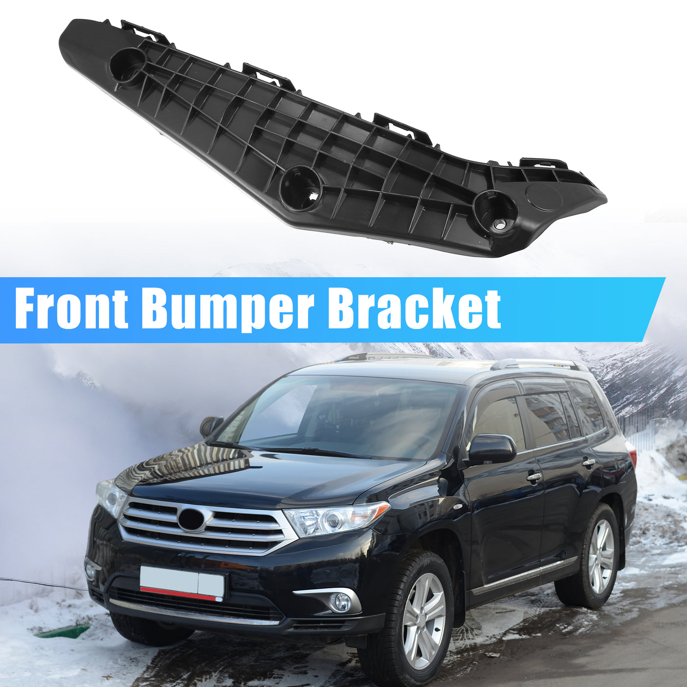 X AUTOHAUX Front Right Bumper Bracket Retainer Spacer Mounting Support for Toyota Highlander 2011-2013  Plastic Black