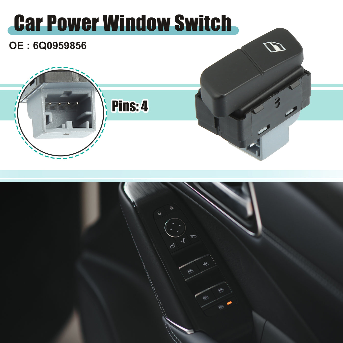 ACROPIX Right/Left Side Master Power Window Switch Fit for VW Polo 9N 2001-2010 No.6Q0959856 - Pack of 1 Black