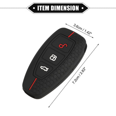 Harfington Key Fob Cover Compatible for Ford, 3 Button Car Key Soft Silicone Black Cover Red Line Remote Keyless Smart Key Fob Case Protection