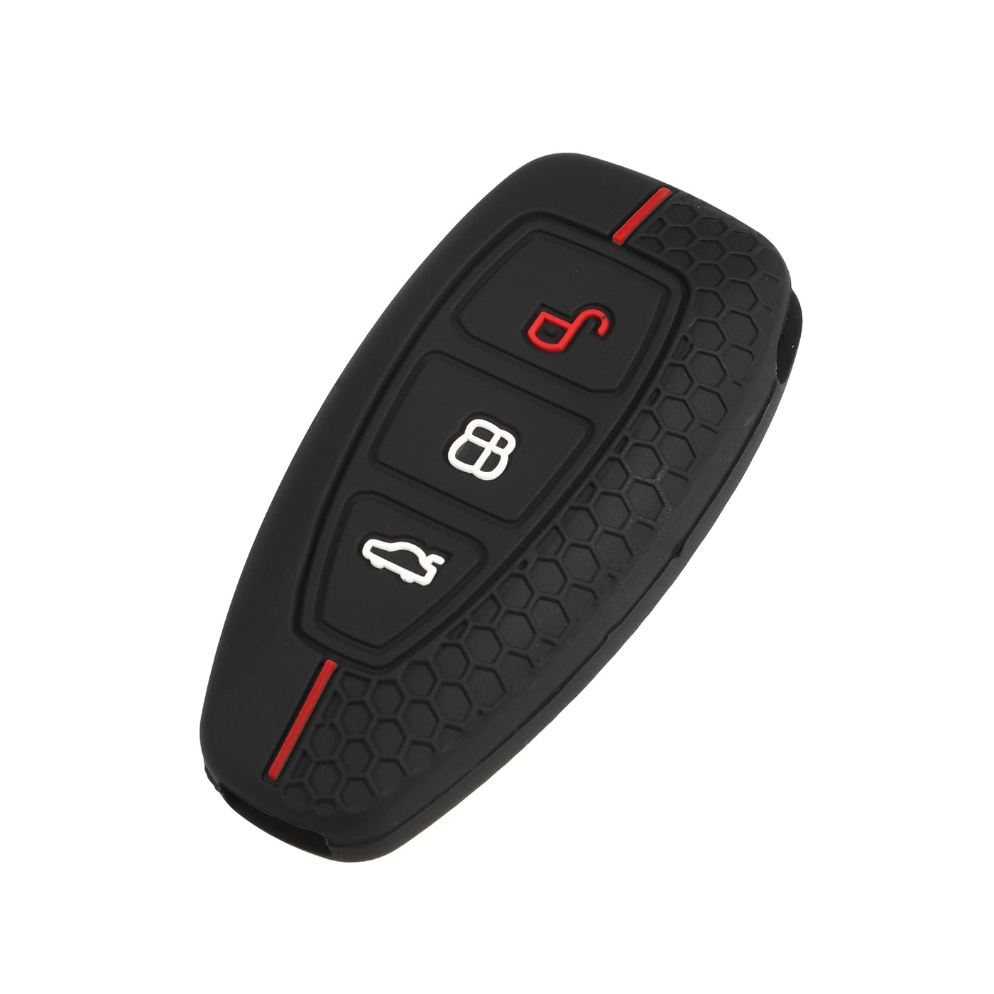 VekAuto Key Fob Cover Compatible for Ford, 3 Button Car Key Soft Silicone Black Cover Red Line Remote Keyless Smart Key Fob Case Protection