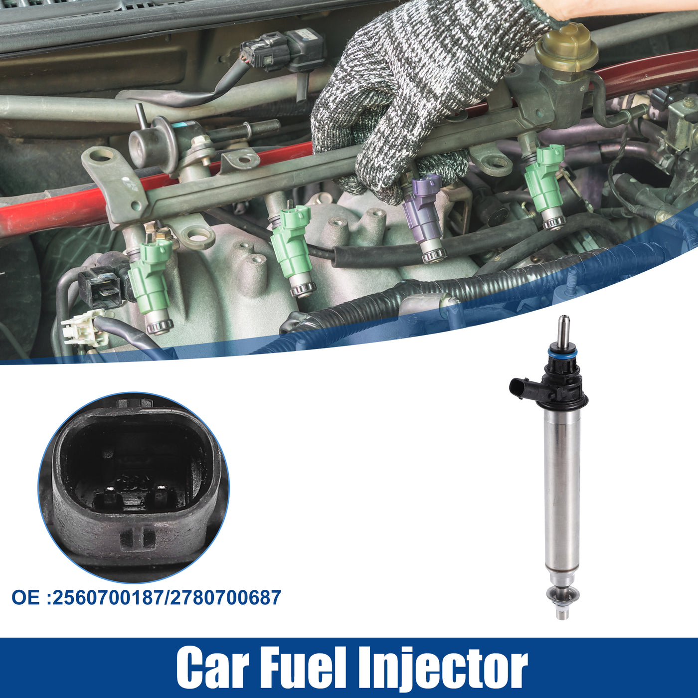ACROPIX Car Fuel Injector Nozzle Silver Tone for Mercedes-Benz C300 2.0L 2015-2021 No.2560700187  - Pack of 1