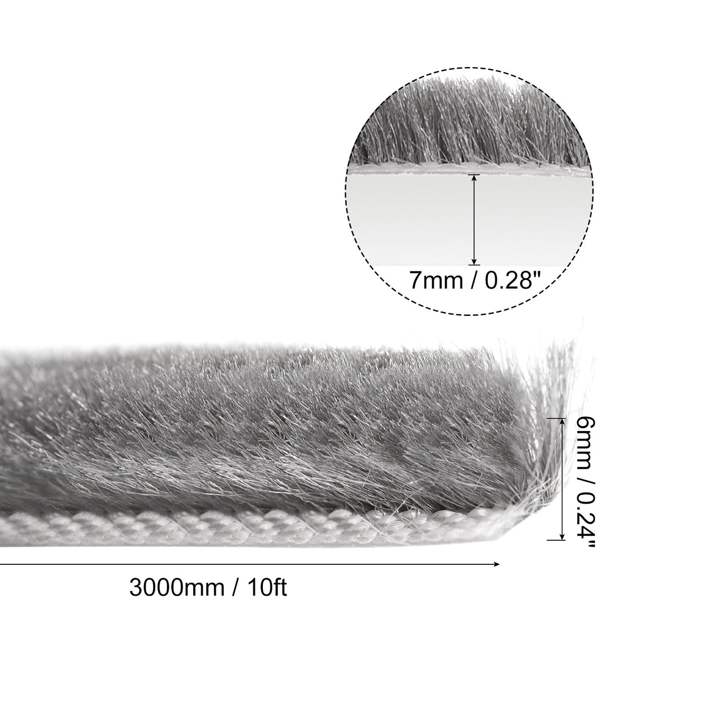 uxcell Uxcell Weather Stripping Brush, 10ft L x 0.28" W x 0.24" H Self-Adhesive Seal Weatherstrip Sweep Brush Gray for Door Window