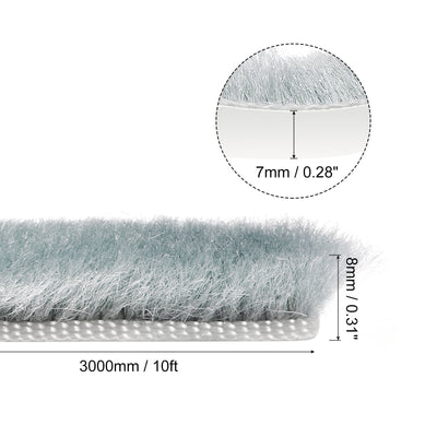 Harfington Uxcell Weather Stripping Brush, 10ft L x 0.3" W x 0.3" H Self-Adhesive Seal Weatherstrip Sweep Brush Gray for Door Window