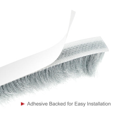 Harfington Uxcell Weather Stripping Brush, 10ft L x 0.35" W x 0.6" H Self-Adhesive Seal Weatherstrip Sweep Brush Gray for Door Window