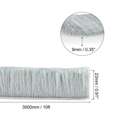 Harfington Uxcell Weather Stripping Brush, 10ft L x 0.35" W x 0.9" H Self-Adhesive Seal Weatherstrip Sweep Brush Gray for Door Window