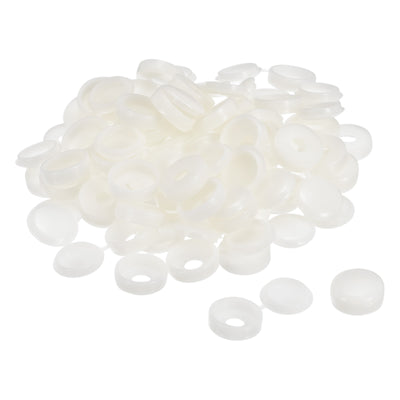 Harfington Uxcell 200Pcs 6mm Hinged Screw Cover Caps Plastic Fold Screw Snap Covers, Warm White