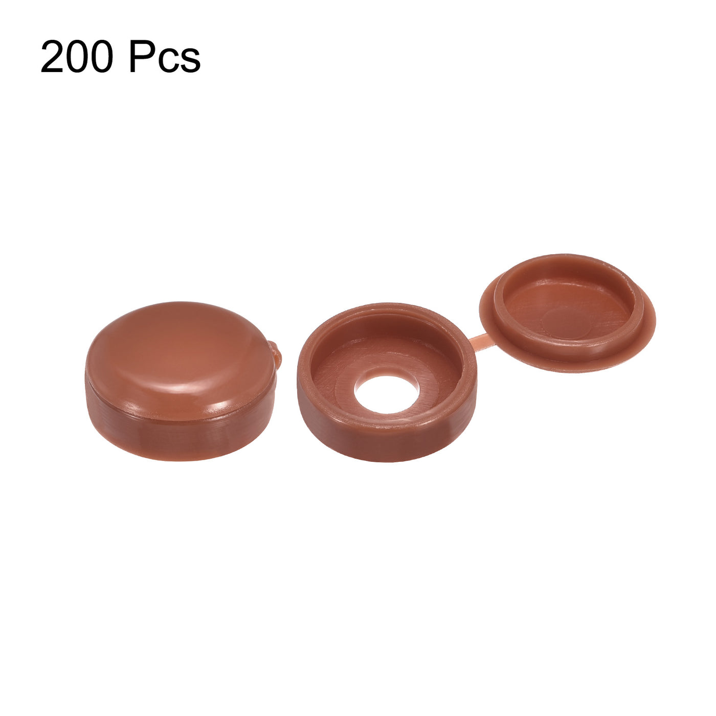 uxcell Uxcell 200Pcs 6mm Hinged Screw Cover Caps Plastic Fold Screw Snap Covers, Brown