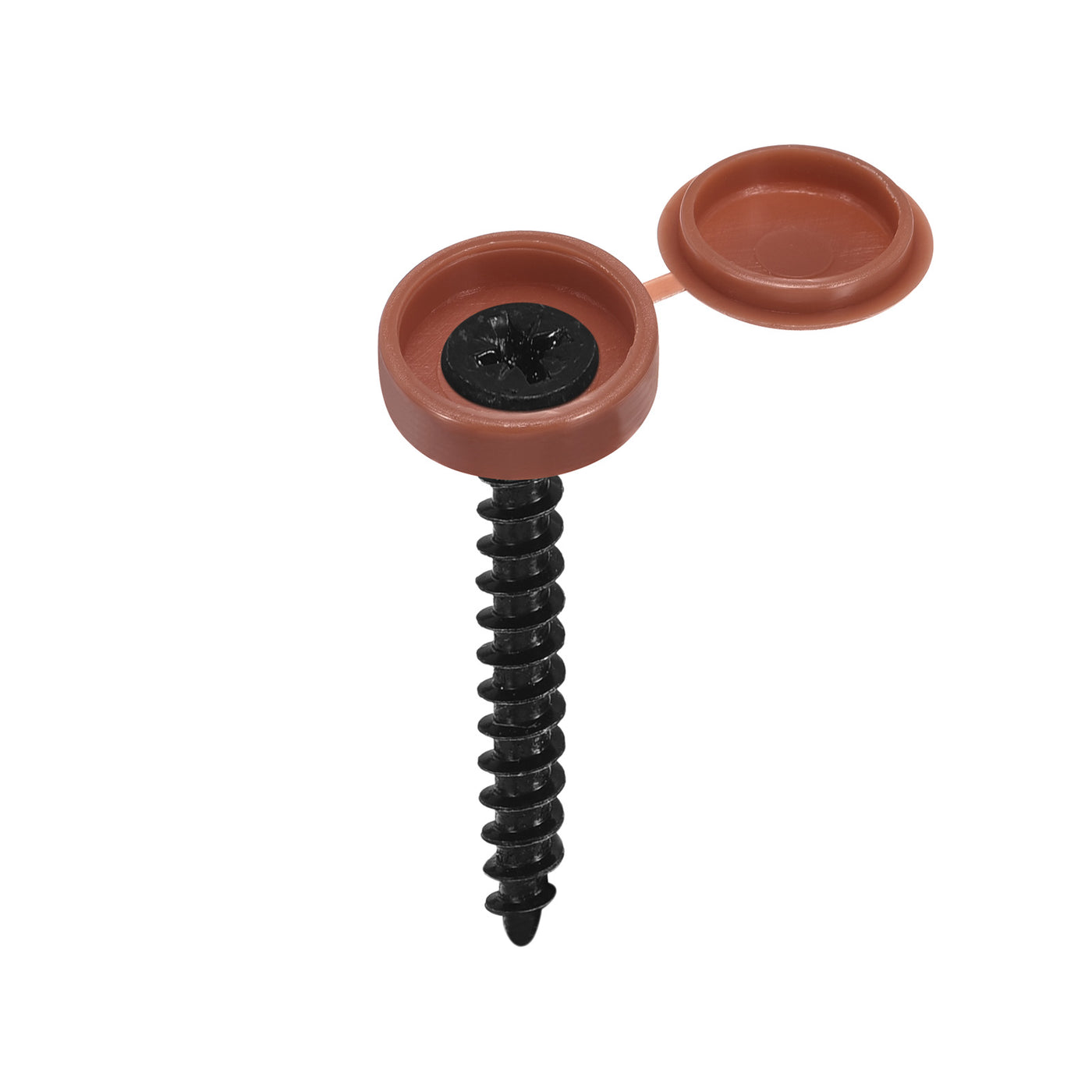 uxcell Uxcell 200Pcs 6mm Hinged Screw Cover Caps Plastic Fold Screw Snap Covers, Brown