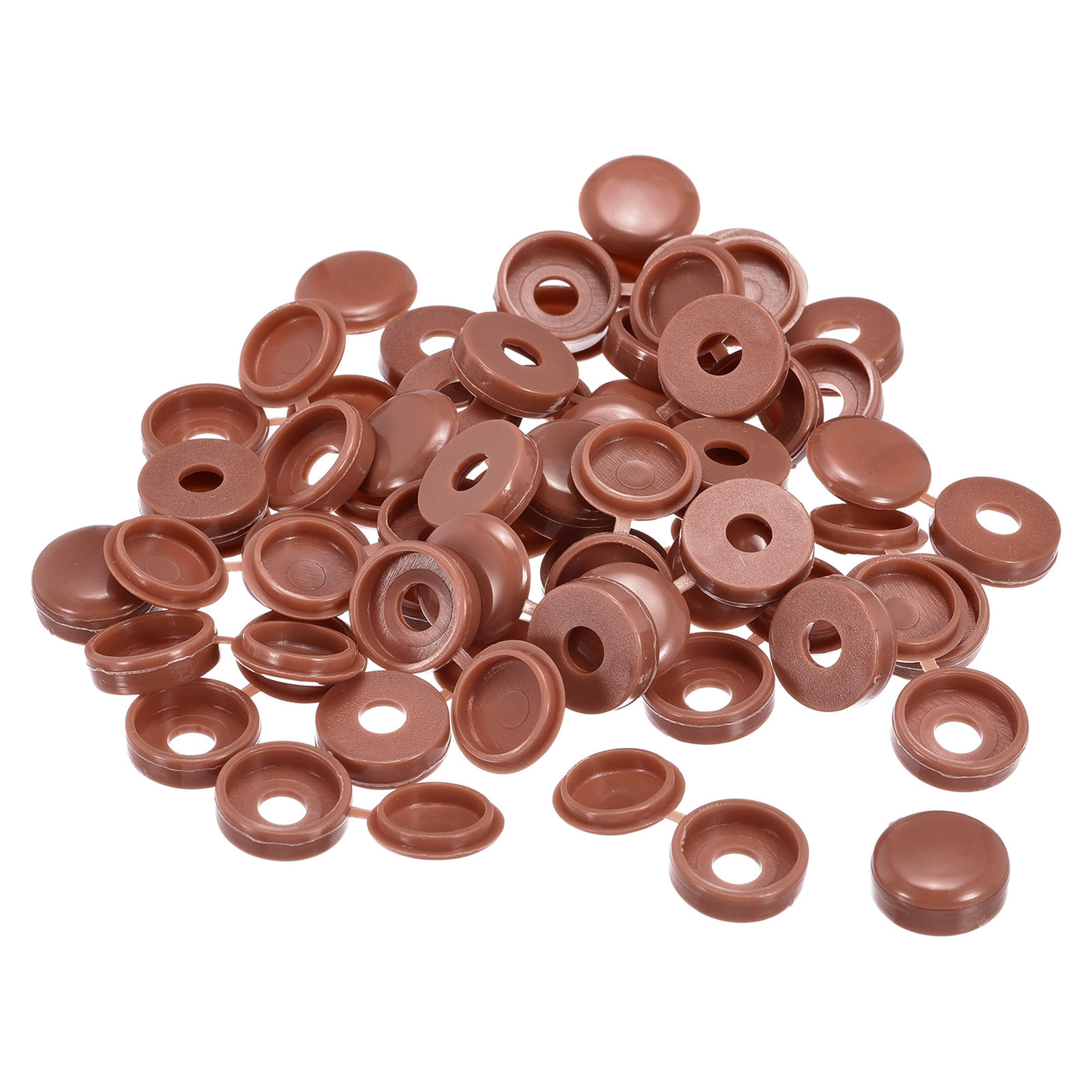 uxcell Uxcell 200Pcs 6mm Hinged Screw Cover Caps Plastic Fold Screw Snap Covers, Brown