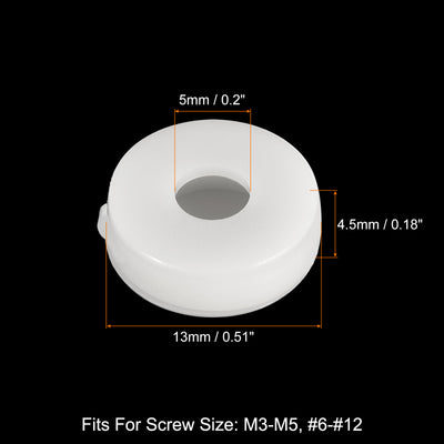 Harfington Uxcell 150Pcs 5mm Hinged Screw Cover Caps Plastic Fold Screw Snap Covers, White