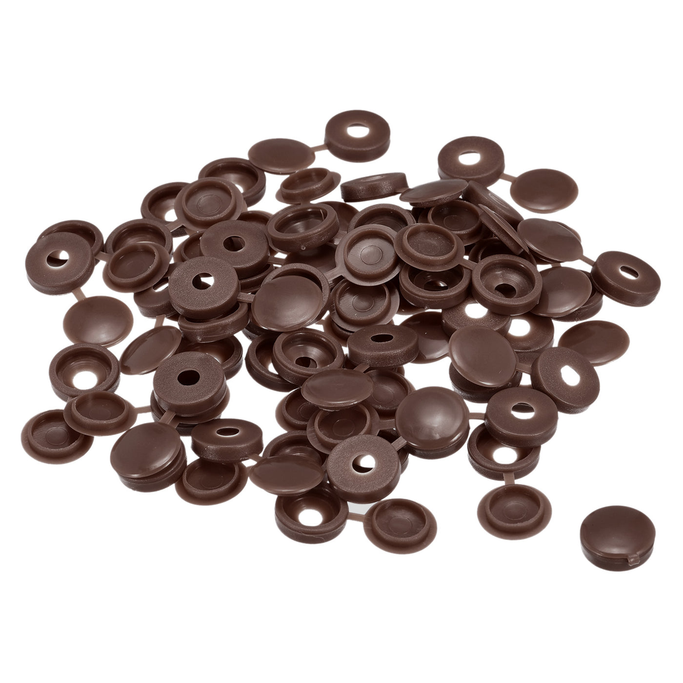 uxcell Uxcell 200Pcs 5mm Hinged Screw Cover Caps Plastic Fold Screw Snap Covers, Dark Brown