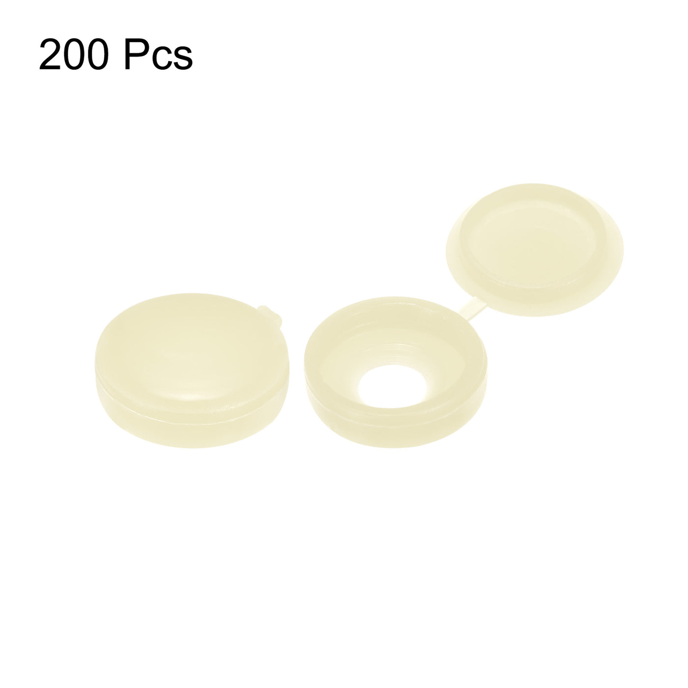 uxcell Uxcell 200Pcs 5mm Hinged Screw Cover Caps Plastic Fold Screw Snap Covers, Beige