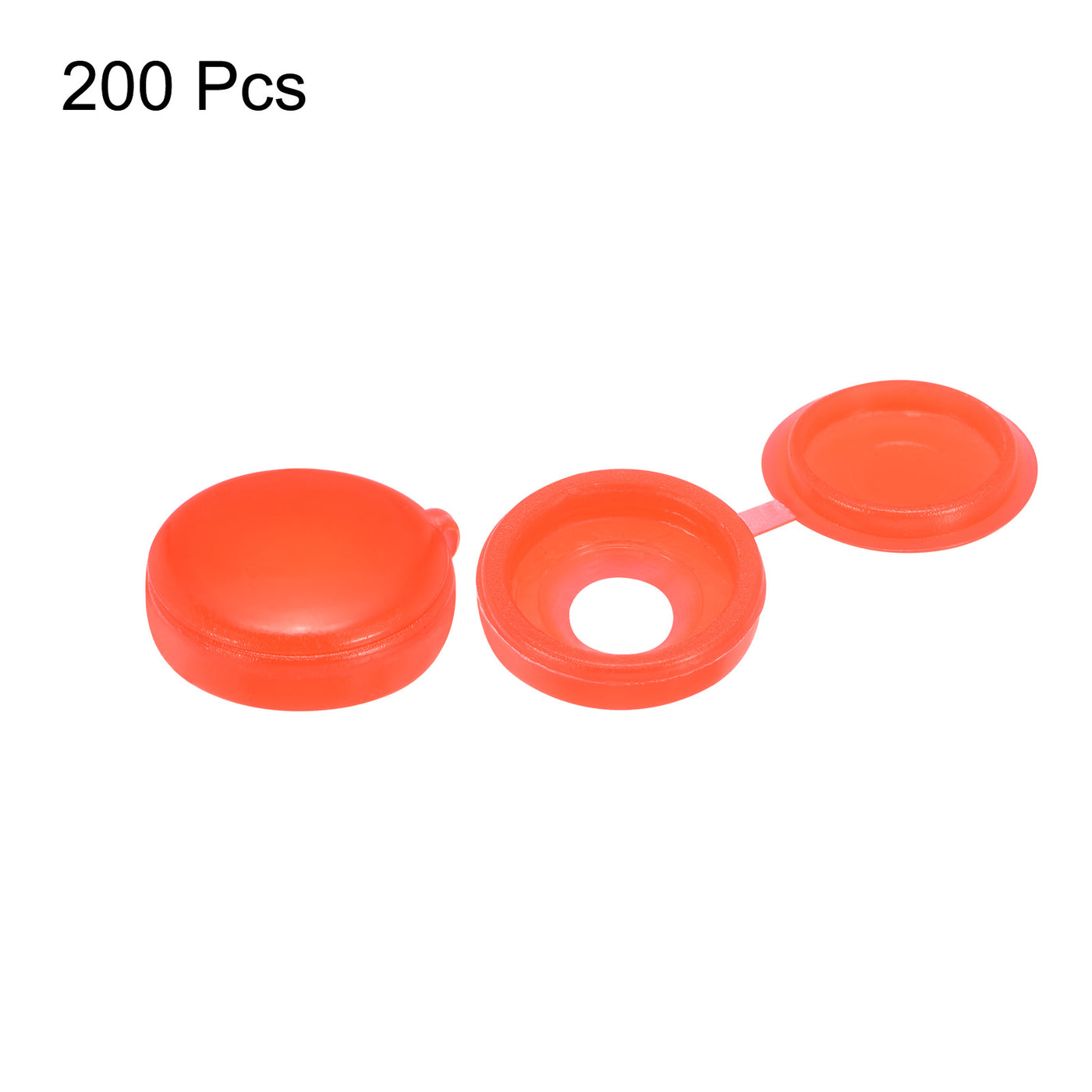 uxcell Uxcell 200Pcs 5mm Hinged Screw Cover Caps Plastic Fold Screw Snap Covers, Red