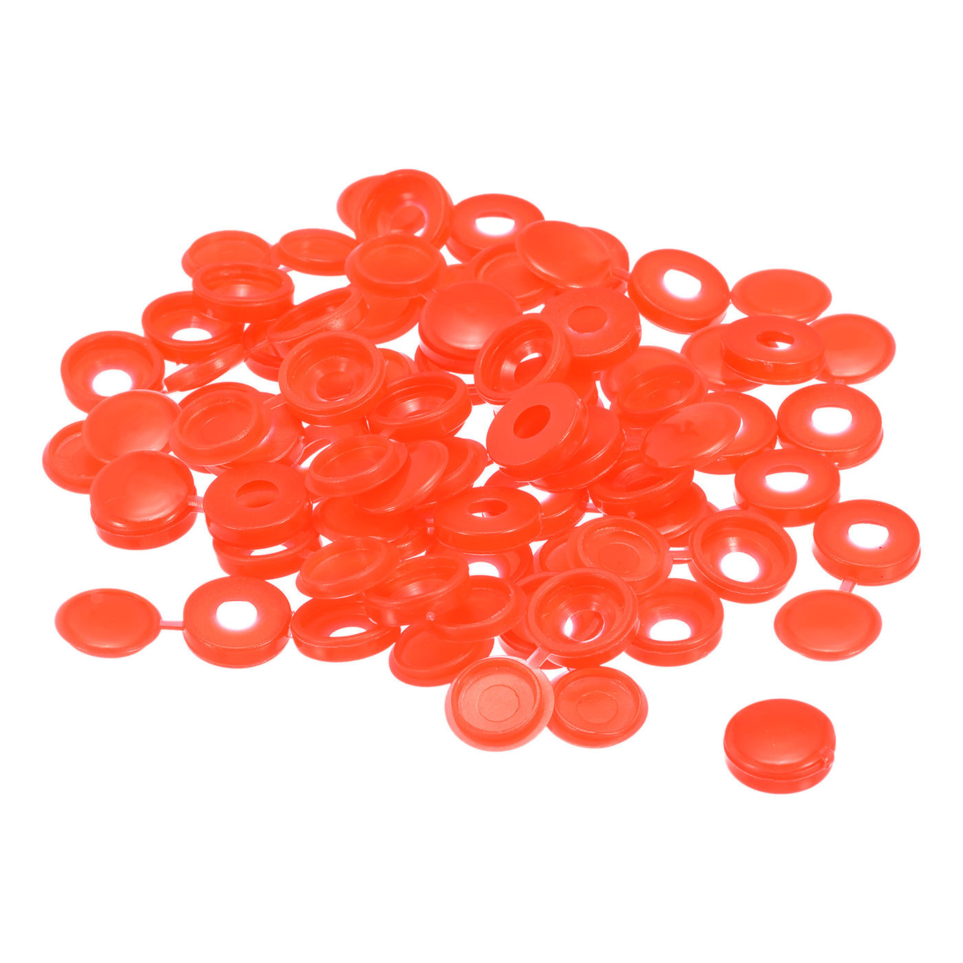 uxcell Uxcell 200Pcs 5mm Hinged Screw Cover Caps Plastic Fold Screw Snap Covers, Red