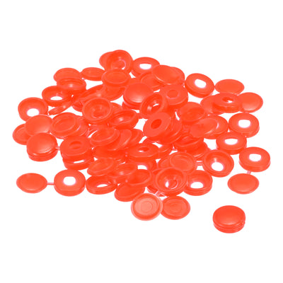 Harfington Uxcell 200Pcs 5mm Hinged Screw Cover Caps Plastic Fold Screw Snap Covers, Red