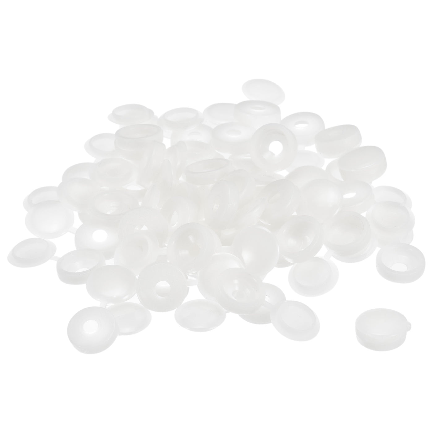 uxcell Uxcell 150Pcs 4mm Hinged Screw Cover Caps Plastic Fold Screw Snap Covers, White