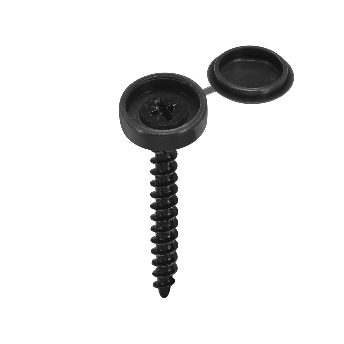 uxcell Uxcell 50Pcs 4mm Hinged Screw Cover Caps Plastic Fold Screw Snap Covers, Black